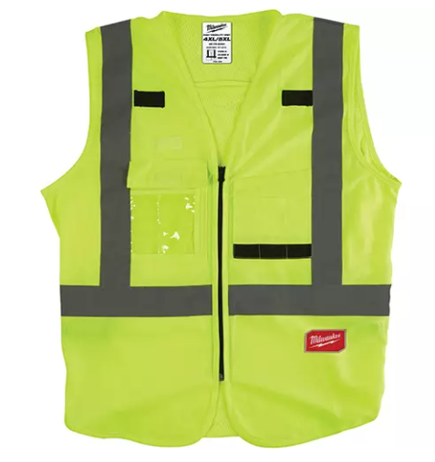 Milwaukee 48-73-5062 Safety Vest, High Visibility Lime-Yellow, Large/X-Large, CSA Z96 Class 2 - Level 2