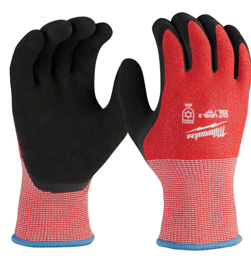 Milwaukee 48-73-7922 Winter Dipped Gloves, Large, 15 Gauge, Rubber Latex Coated, Nylon Shell, ASTM ANSI Level A2 (Minimum Order: 10)